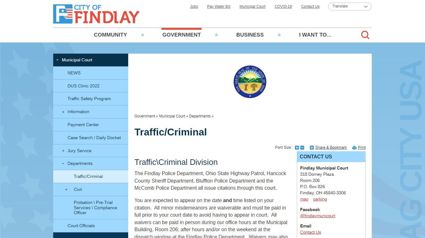 Traffic/Criminal | City of Findlay, OH